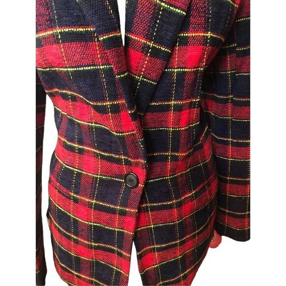 Vintage JOAN LESLIE TARTAN CHRISTMAS PLAID JACKET BLAZER LINED SIZE 16 - Picture 4 of 14